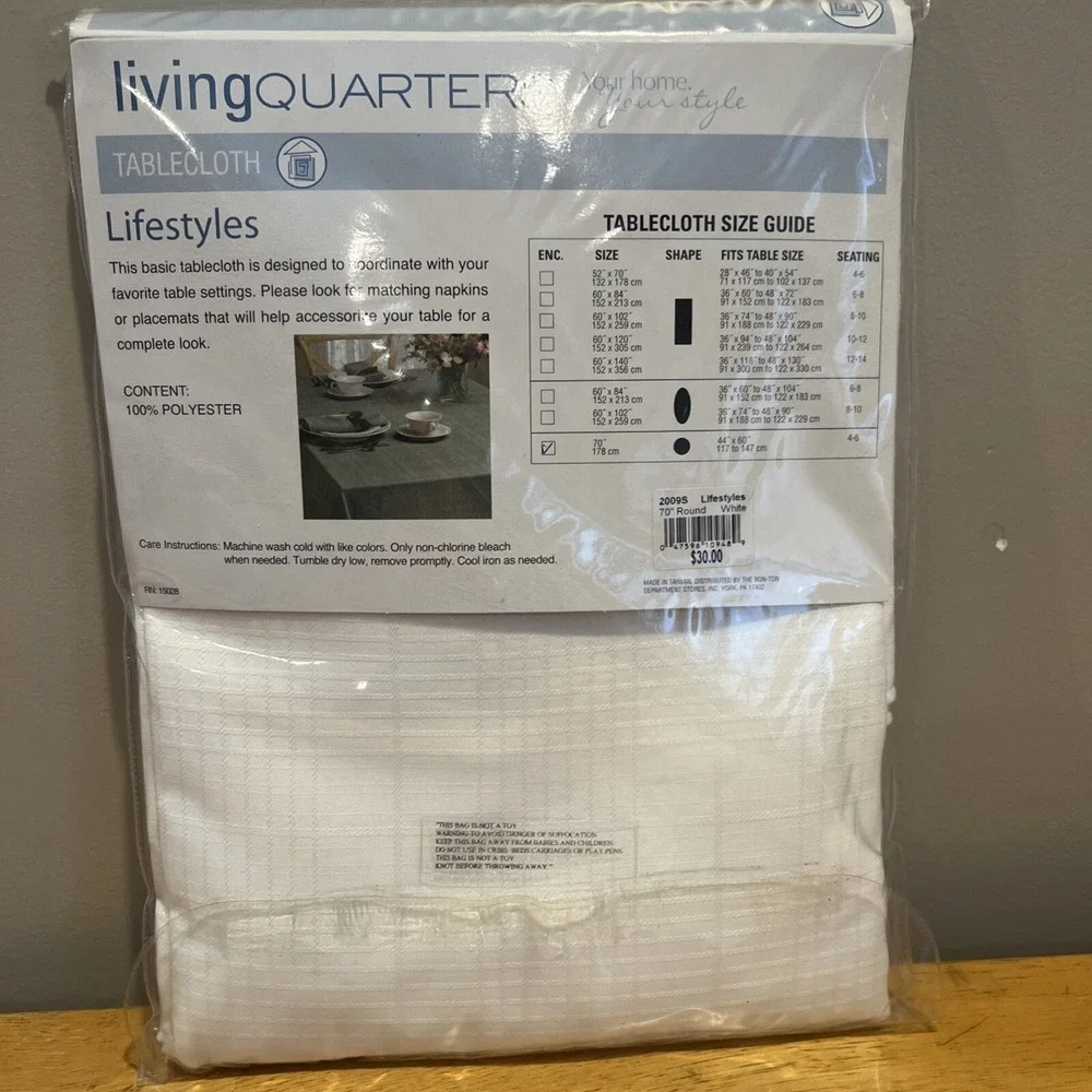 Living Quarters Fabric Tablecloth Lifestyles Size 70